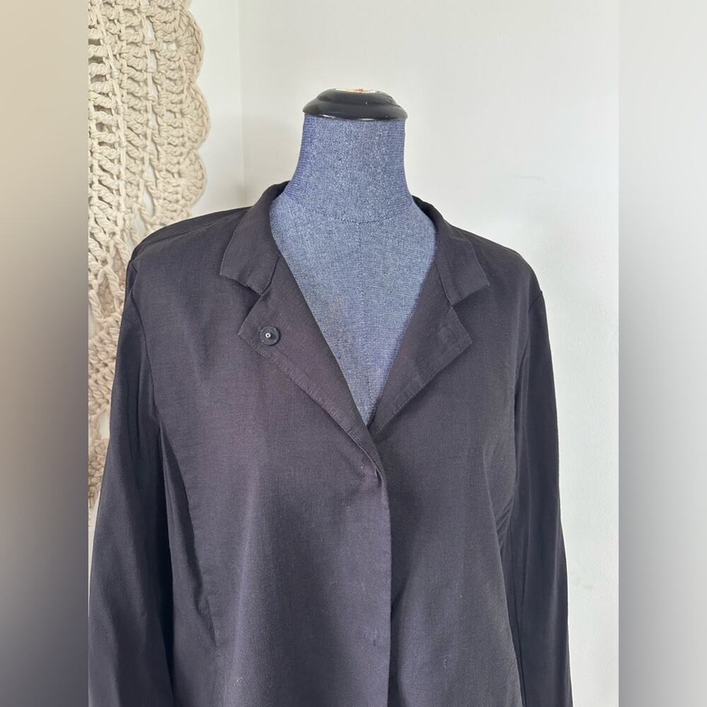 Eileen Fisher Black Open-Front Lightweight Cardigan - Picture 3 of 5